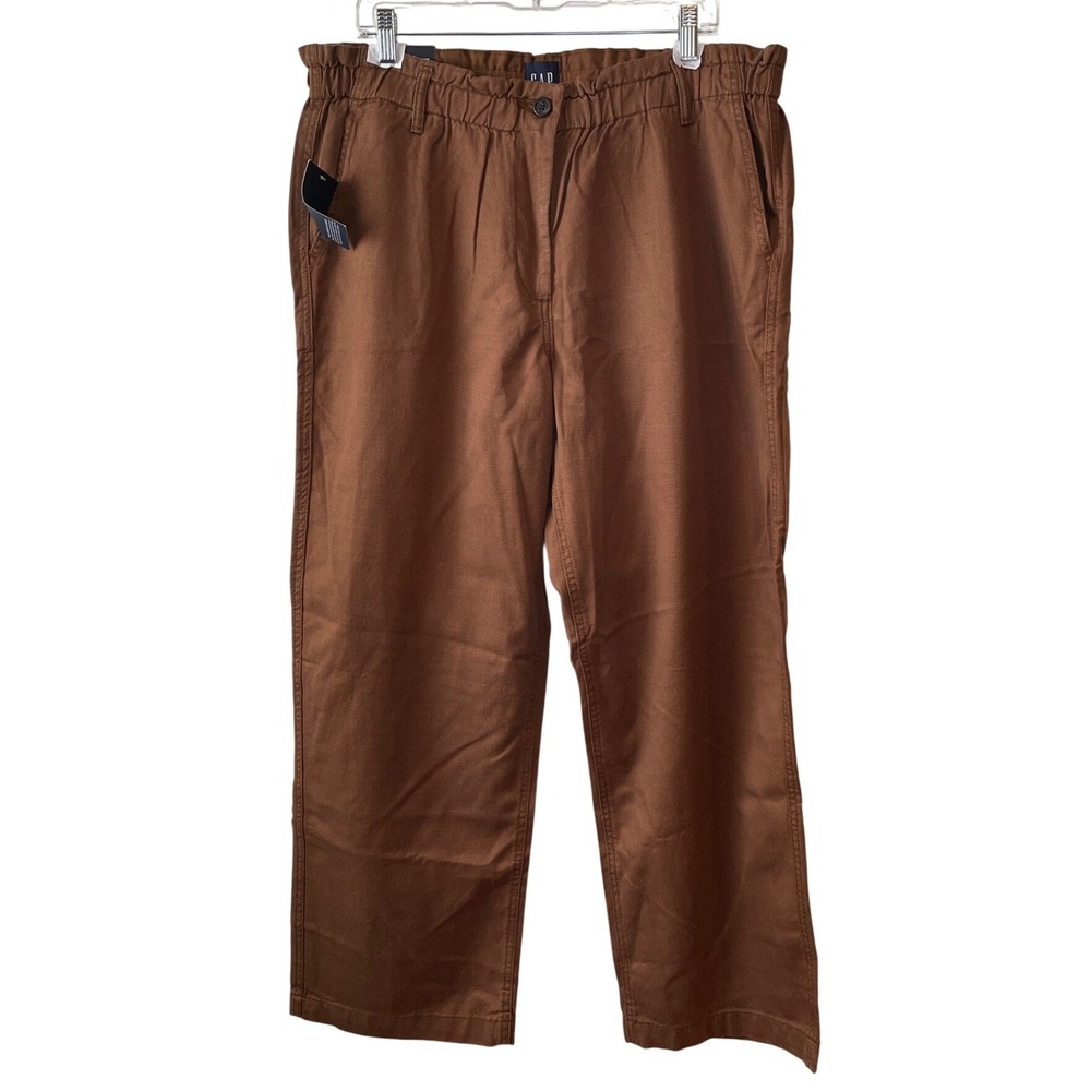 GAP Easy Twill Pant Brown Cotton Lyocell Blend Straight Leg Womens XL Office New